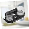 ABOOFAN Punch Toothbrush Rack with Double Cup Holder and Hooks for Bathroom Storage Space-Saving Multifunctional Design Easy Installation Black Aluminum Toothbrush Holder view 3