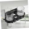 ABOOFAN Punch Toothbrush Rack with Double Cup Holder and Hooks for Bathroom Storage Space-Saving Multifunctional Design Easy Installation Black Aluminum Toothbrush Holder view 4