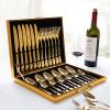 WHIERGGIN Silverware Set, 24Piece Stainless Steel Cutlery Steak Knife, Fork And Spoon Gold Gift Box Set (Size : GOLD) view 3