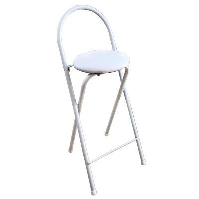 22/24 Inch White Folding stools for Home Garden Office Party, Portable Padded Folding Bar Stool, Padded Round Stool (Color : White, Size : 55cm/22inch)