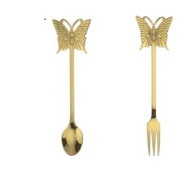 WHIERGGIN Silverware Set, 2Pcs Cute And Creative Coffee Stirring Spoon, Afternoon Tea Dessert Spoon, Souvenir Gift (Color : Gold, Size : 2Pcs)
