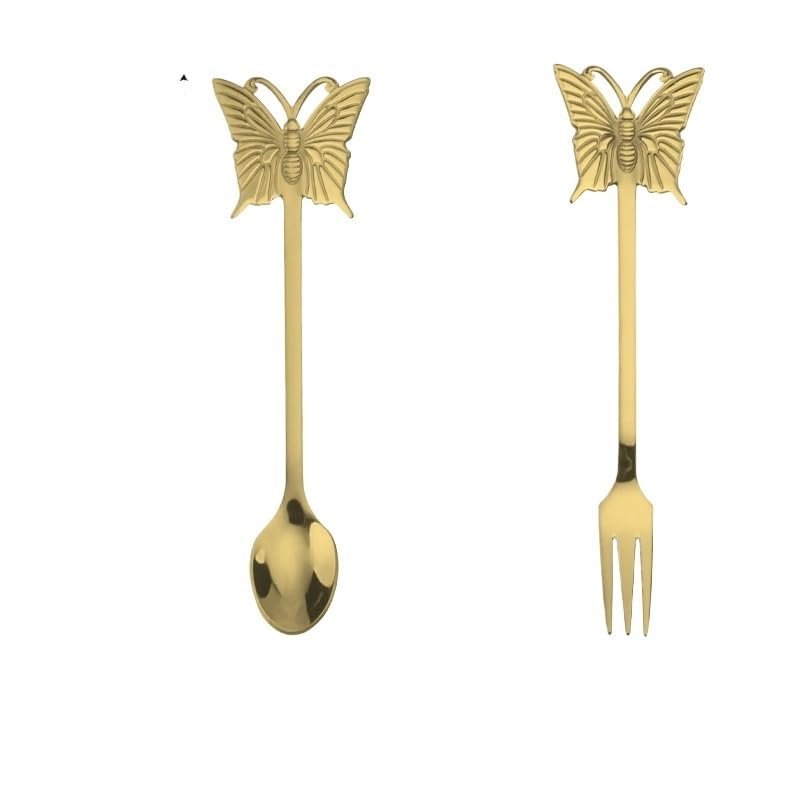 WHIERGGIN Silverware Set, 2Pcs Cute And Creative Coffee Stirring Spoon, Afternoon Tea Dessert Spoon, Souvenir Gift (Color : Gold, Size : 2Pcs)