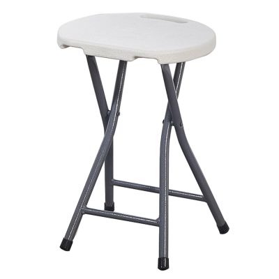 18 Inch Folding Stool with Handle, Folding Bar Stool, Indoor and Outdoor Foldable Chair, 220 lbs Capacity (Color : White, Size : 45cm/18inch)