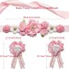 Afkengung Pink Maternity Sash Set Daddy and Mommy to be Corsage Pin Flowers Baby Shower Souvenir Sash Supplies Gender Reveal Decorations Pregnancy Photography PropsPink view 2