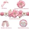 Afkengung Pink Maternity Sash Set Daddy and Mommy to be Corsage Pin Flowers Baby Shower Souvenir Sash Supplies Gender Reveal Decorations Pregnancy Photography PropsPink view 3