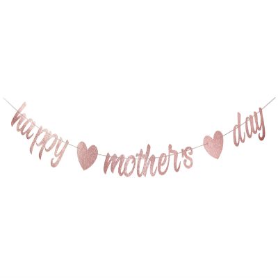Etaredkj Happy Mother's Day Banner - Mother's Birthday Party Decorations,mother's Day Banner,best Mom Decorations,Best Mom Ever Rose Gold Glitter