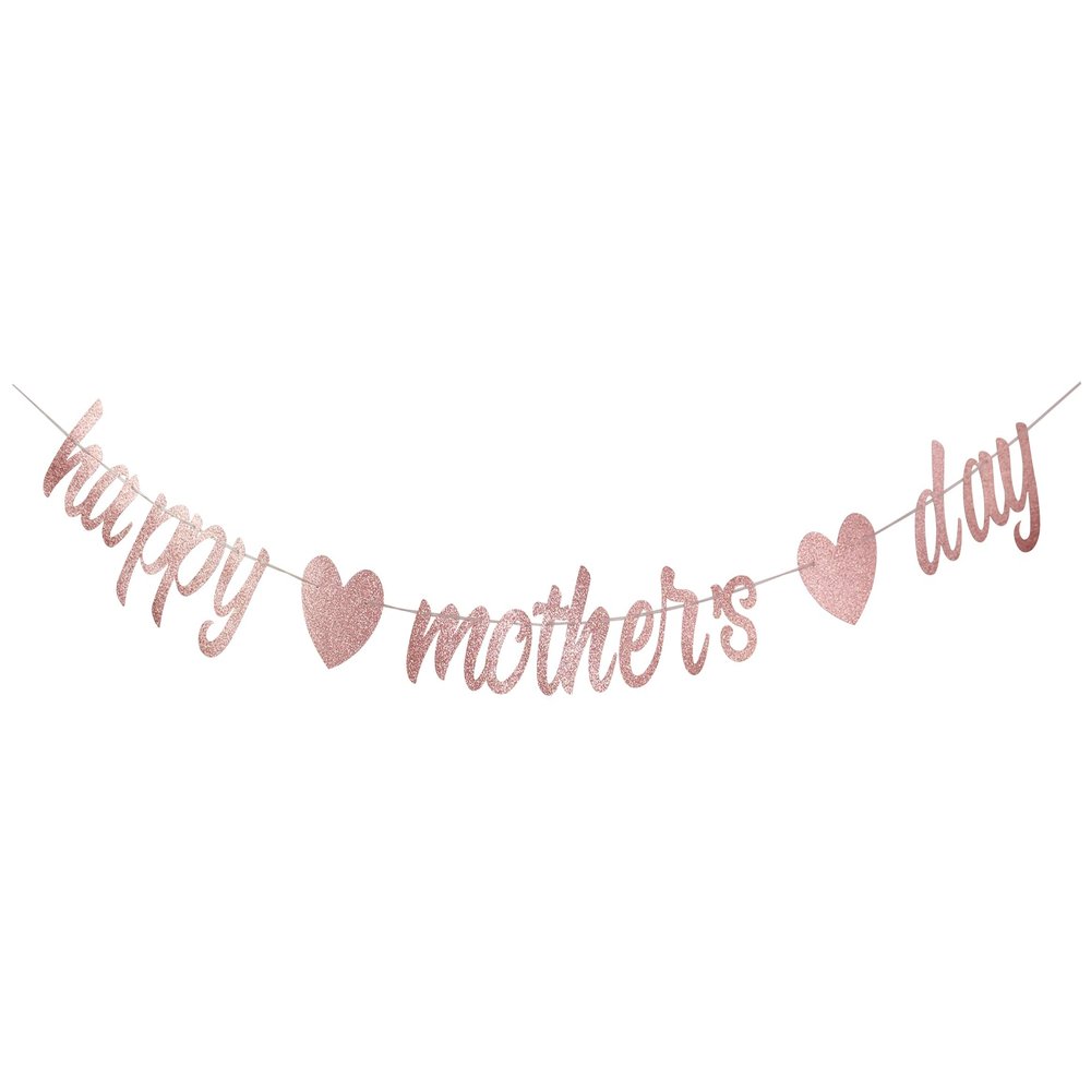 Etaredkj Happy Mother's Day Banner - Mother's Birthday Party Decorations,mother's Day Banner,best Mom Decorations,Best Mom Ever Rose Gold Glitter
