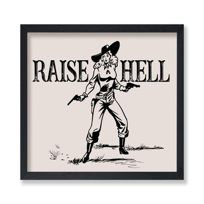 Poster Master Cowgirl Poster - Retro Raise Hell Print - Western Art - Wild West & Trendy Design - Modern Design - Gift for Men & Women - Great Office, Dorm or Living Room Decor - 8x10 UNFRAMED