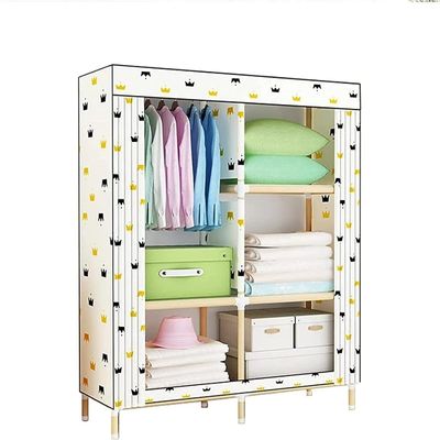 Portable Wardrobe Cloth Wardrobe Open Bedroom Closet,Assembly Solid Wood Bracket Wardrobe Pole Stable Wardrobe Organiser 168 * 45 * 90cm Portable Cloth Hanger