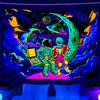 Sanzugh Funny Space Astronaut Alien Blacklight Tapestry UV Reactive Poster, Trippy Universe Black Light Decor for Men Guys Room Bedroom Cool Large Psychedelic Glow in the Dark Tapestries Wall Hanging view 1