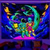 Sanzugh Funny Space Astronaut Alien Blacklight Tapestry UV Reactive Poster, Trippy Universe Black Light Decor for Men Guys Room Bedroom Cool Large Psychedelic Glow in the Dark Tapestries Wall Hanging view 2