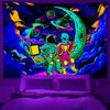Sanzugh Funny Space Astronaut Alien Blacklight Tapestry UV Reactive Poster, Trippy Universe Black Light Decor for Men Guys Room Bedroom Cool Large Psychedelic Glow in the Dark Tapestries Wall Hanging view 3