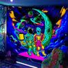 Sanzugh Funny Space Astronaut Alien Blacklight Tapestry UV Reactive Poster, Trippy Universe Black Light Decor for Men Guys Room Bedroom Cool Large Psychedelic Glow in the Dark Tapestries Wall Hanging view 4