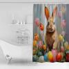 Double Love Easter Bunny Painted Bathroom Curtain 72 Inch Shower Stall Curtain with Hooks, Waterproof Polyester Bath Curtain Washable Bathtub Curtain Modern Abstract Eggs Tulip 36''x 72'' view 2