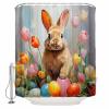 Double Love Easter Bunny Painted Bathroom Curtain 72 Inch Shower Stall Curtain with Hooks, Waterproof Polyester Bath Curtain Washable Bathtub Curtain Modern Abstract Eggs Tulip 36''x 72'' view 3