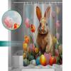 Double Love Easter Bunny Painted Bathroom Curtain 72 Inch Shower Stall Curtain with Hooks, Waterproof Polyester Bath Curtain Washable Bathtub Curtain Modern Abstract Eggs Tulip 36''x 72'' view 4