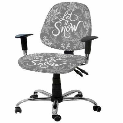 Jolunifun Fantasy Snowflake Office Chair Covers Stretchable 2 Piece, Soft Decorative Computer Desk Chair Cover Protector Universal Rotating Chair Slipcover Winter Christmas Grey Floral