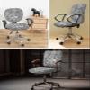 Jolunifun Fantasy Snowflake Office Chair Covers Stretchable 2 Piece, Soft Decorative Computer Desk Chair Cover Protector Universal Rotating Chair Slipcover Winter Christmas Grey Floral view 3