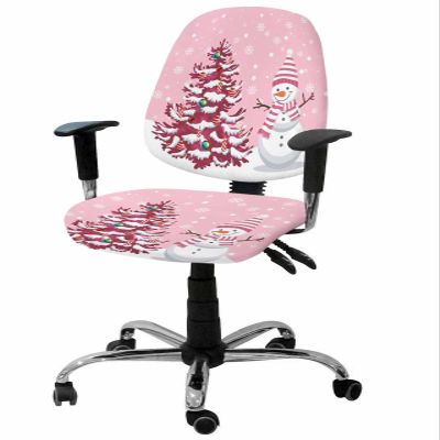 Jolunifun Blush Pink Snowman Office Chair Covers Stretchable 2 Piece, Soft Decorative Computer Desk Chair Cover Protector Universal Rotating Chair Slipcover Christmas Snowflake Pine Tree