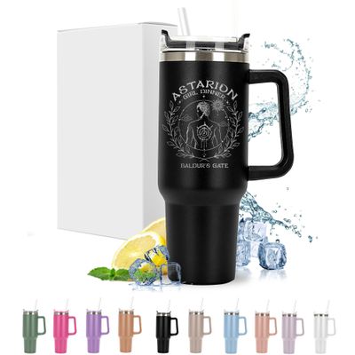 Astarion Girl Dinner Personalized Laser Engraved 40oz Large Tumbler with Handle,Straw & Lid, Custom Engraved Skinny Tumbler with Name Customized, Insulated Cups Gift for Women, Double-Walled