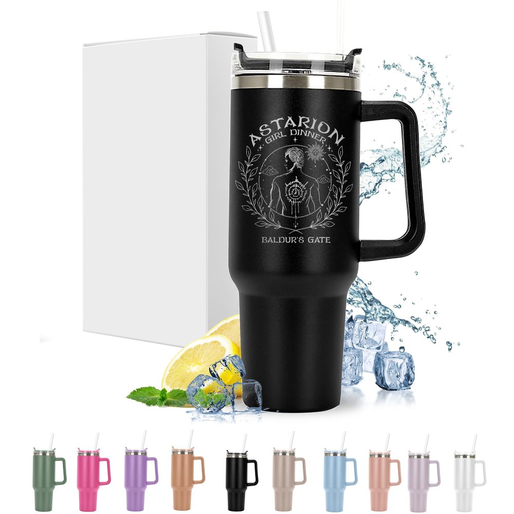 Astarion Girl Dinner Personalized Laser Engraved 40oz Large Tumbler with Handle,Straw & Lid, Custom Engraved Skinny Tumbler with Name Customized, Insulated Cups Gift for Women, Double-Walled