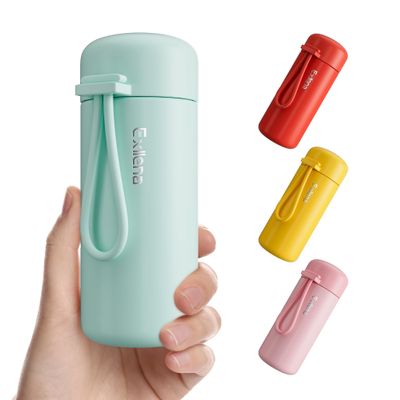 Exllena Mini Water Bottle 5oz, This is A EXTRA MINI Flask! Small Insulated Water Bottle for Hot&Cold Drinks, Water Bottle Purse with Carry Handle - 100% Leakproof Perfect for Travel...(Mint)