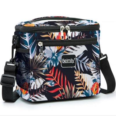BEIMILY Lunch Box for Men/Women,Small Insulated Lunch Bag,Reusable LunchBox for work Picnic Beach,Leakproof Soft Cooler Tote Bag Organizer with Adjustable Shoulder Strap for Adults(plantflowers)