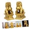 Holibanna 2pcs Resin Lion Statue Decorative Home Adornment Medium Copper Color Lion Figurines for Tabletop Decor Family Friends Long-Lasting High-end Material view 3