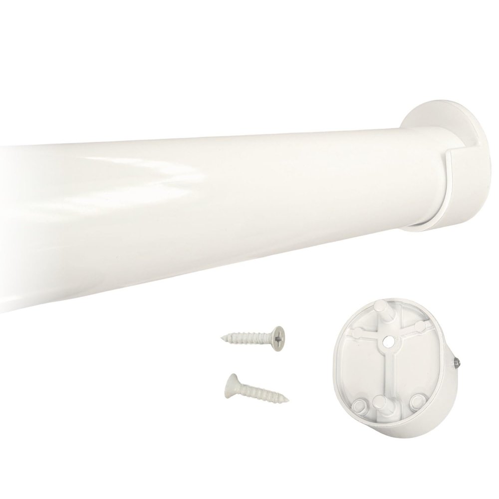 CUSTOM CUT | Up to 94" | HEAVY DUTY Gloss White Closet Rod | 32mm Dia. Round Clothes Pole | Matching "Rear Pin" End Brackets