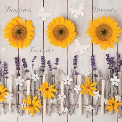 Keep Unique 20-ct 13x13 Garden Paper Luncheon Decoupage Napkins, 3-Ply Servilletas Printed Cocktail Napkin for Art, Dinner and Party, Disposable Napkins Decorative (Sunflower, Pack of 4)