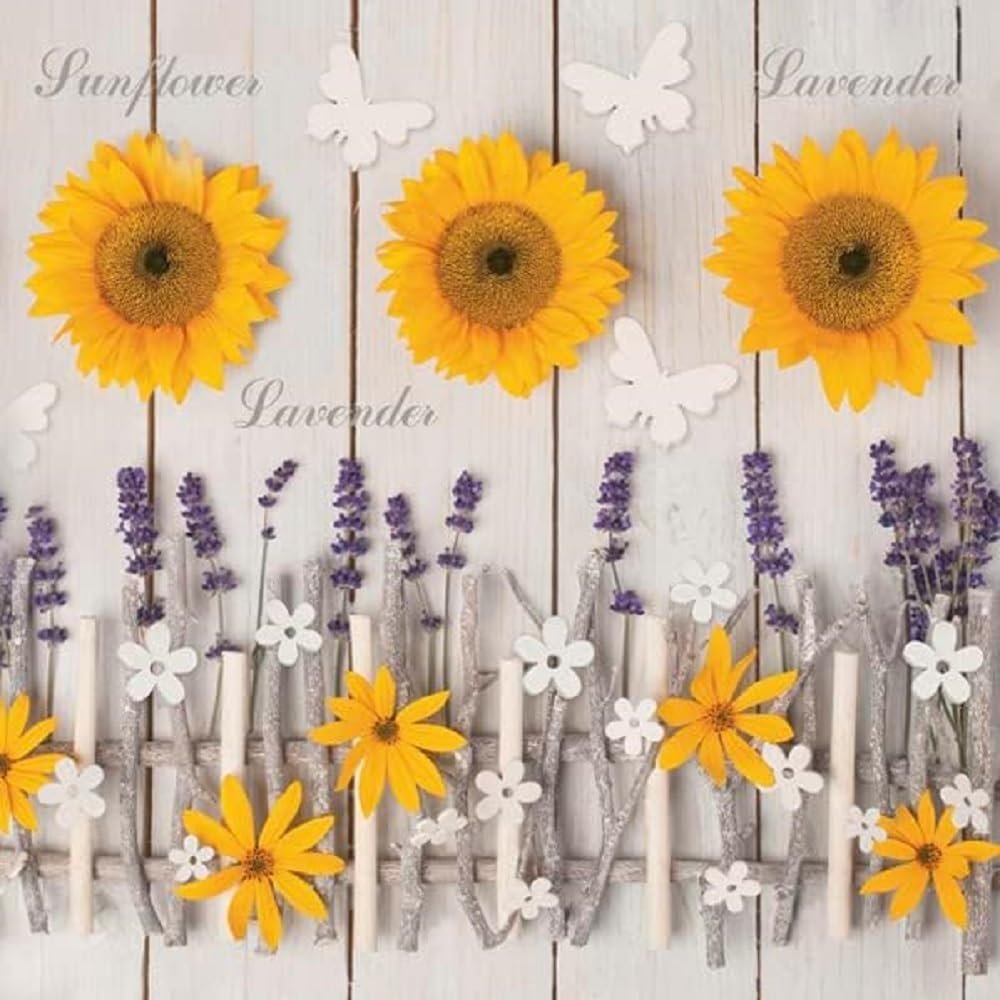 Keep Unique 20-ct 13x13 Garden Paper Luncheon Decoupage Napkins, 3-Ply Servilletas Printed Cocktail Napkin for Art, Dinner and Party, Disposable Napkins Decorative (Sunflower, Pack of 4)