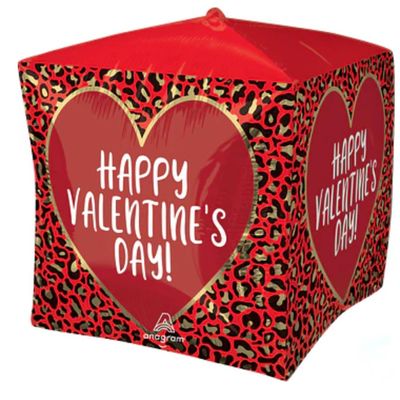 15" Ultrashape Cubez Happy Valentine's Day Animal Print Balloon