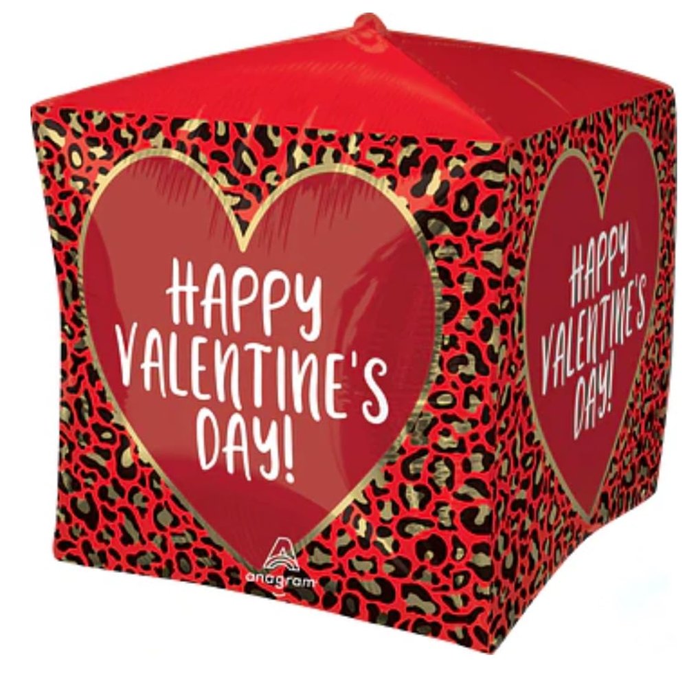 15" Ultrashape Cubez Happy Valentine's Day Animal Print Balloon
