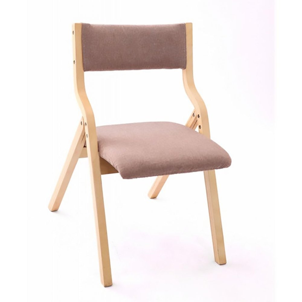Folding Dining Chairs, Wooden Folding Chairs, Cotton and Linen Padded seat Cushions, Wooden Folding Kitchen Chairs, Folding Chairs with Padded Seats for Parties, Light Brown