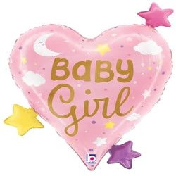 25" Shape Baby Girl Heart Stars Balloon