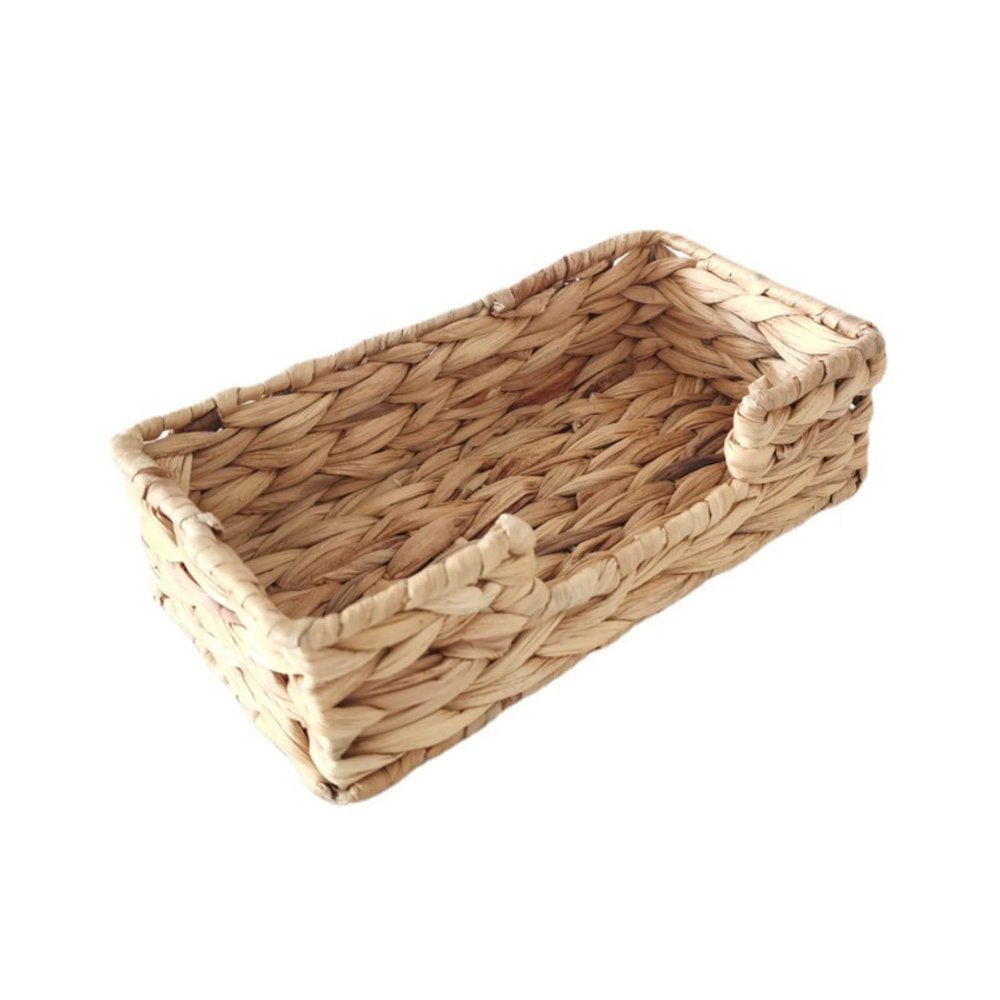Tissue Box Cover Tissue Box Tissue Holder for Bathroom Office Car Bedroom Long Seagrass Woven Rattan Willow Table Hand Towel Basket Shelf (Color : Natural, Size : 24cm*13cm*7cm)