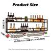 Wall Mounted Wine Rack with LED Light, Metal Floating Shelves for Liquor Bottles & Wine Glasses, Multi Functional Storage Shelf Wine Storage Display Rack for Home, Restaurant, Bars,Gold-150x25x55CM view 3