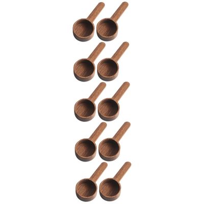 Cabilock 10pcs Wooden Scoop Spoons Slotted Spoons for Coffee Grounds Tea Sugar Measurement