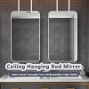 Gaommini Ceiling Hanging Rod Mirror with Double Boom, White Metal Frame Mirror Ceiling Mounted Mirror Bathroom Wall Mirror Vanity Make-up Mirror Large Square/Rectangle Mirror (Size : 50cmx70cm) view 3