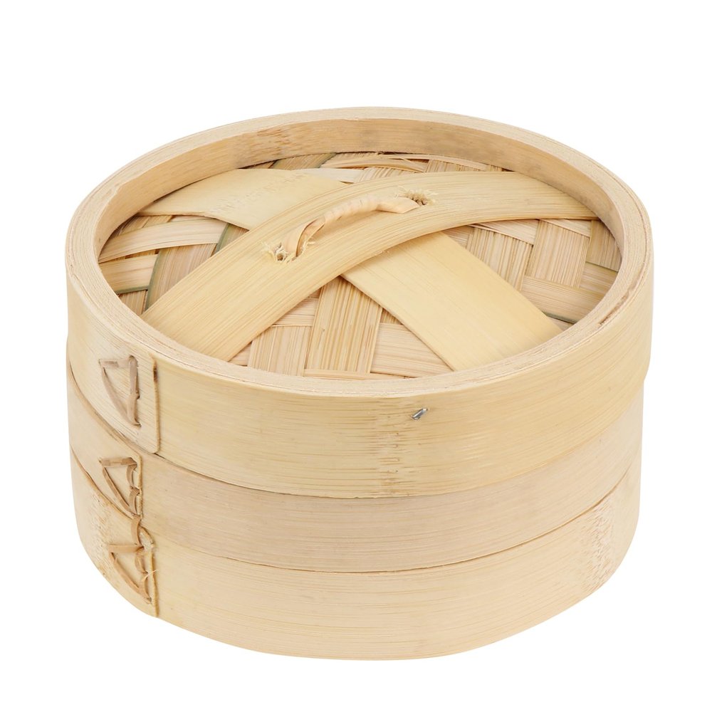 Bamboo Steamer Basket with Lid, 5.7 Inch Compact Food Steamer for Cooking Dumplings, Dim Sum, Vegetables, Meats, Seafood, and More