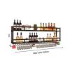 RESKIU Wall Mounted LED Wine Rack - Bottle & Glass Holder, Metal Floating Shelves Upside Hanging Goblet for Home, Restaurant, Bars,TWO-100CM view 2