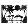 SIGNLEADER Metal Wall Art Moonlit Flamingos and Palm TreesDecor Modern Abstract Wall Sculpture Hangings Home Decoration for Living Room, Bedroom, Bathroom, Kitchen, Outdoor - 24" Black view 2