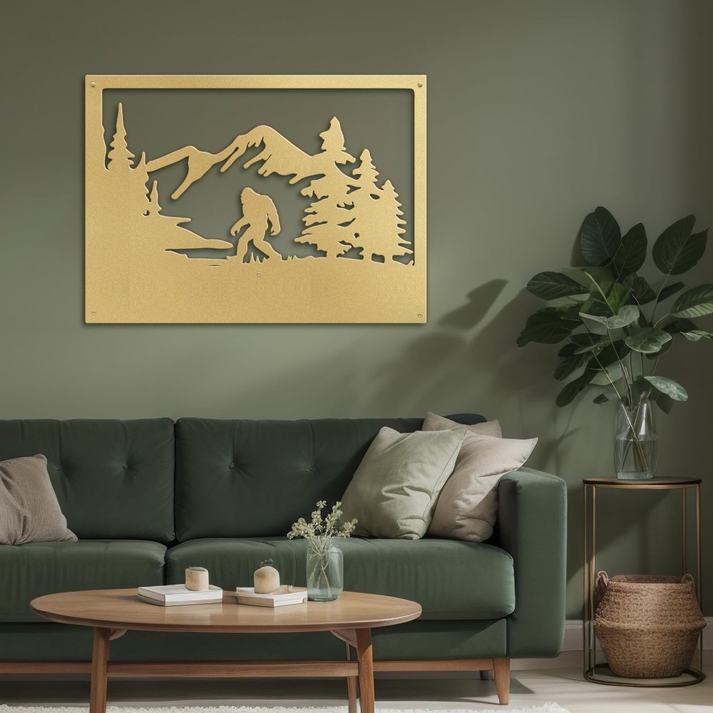 SIGNLEADER Metal Wall Art Ape Man in the ForestDecor Modern Abstract Wall Sculpture Hangings Home Decoration for Living Room, Bedroom, Bathroom, Kitchen, Outdoor - 36" Gold