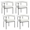 HEAH-YO Boucle Dining Chairs Set of 4, Sherpa Upholstered Kitchen Chairs with Barrel Back, Modern Accent Side Chairs with Metal Legs Guest Seats for Home and Restaurant, White view 1