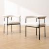 HEAH-YO Boucle Dining Chairs Set of 4, Sherpa Upholstered Kitchen Chairs with Barrel Back, Modern Accent Side Chairs with Metal Legs Guest Seats for Home and Restaurant, White view 2
