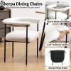 HEAH-YO Boucle Dining Chairs Set of 4, Sherpa Upholstered Kitchen Chairs with Barrel Back, Modern Accent Side Chairs with Metal Legs Guest Seats for Home and Restaurant, White view 4
