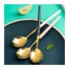 GLigeT Tablespoons Household Spoon Stainless Steel Delicate Long Handle Spoon Large and Small Special Dessert Spoon Watermelon Spoon Serving Spoon (Color : Pink, Size : L), Dingzhebo2022 view 4