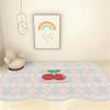 Houient Cherry Area Rug, 4x5ft, Original Retro Cartoon Cute Checkerboard Special-Shaped Carpet, Imitation Cashmere Girly Pink Bedside Floor Mats for Dining Room Kids Boy Girl Playroom Home Decor Dorm view 3