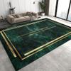 3x4 Area Rugs, Dark Green Retro Kids Bedroom Rug, Nordic Abstract Gold Geometric Border Bedside Rug, Rugged Non Slip for Cafe Living Room Under Table Boys Room Decor view 2