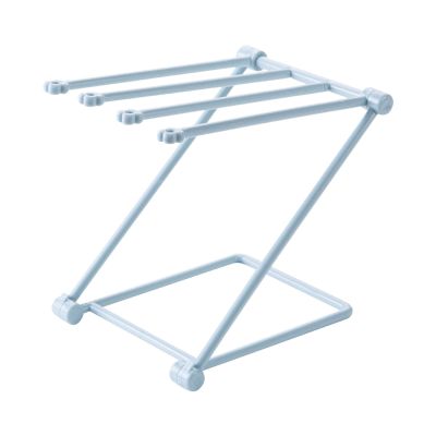 Dishcloth Drying Rack, Towel Bar Rack Home Kitchen Countertop Dishcloth Drying Rack 4 Arms Folding Dishcloth Holder Hand Towel Stand Rack(Blue)